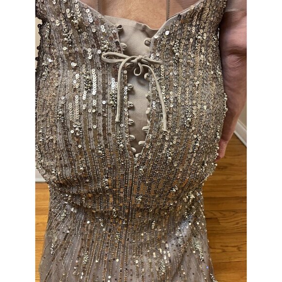 Sarafia Haute Couture Dress Size 18 Gold Color Formal Long For Women Adjustable - Picture 8 of 11